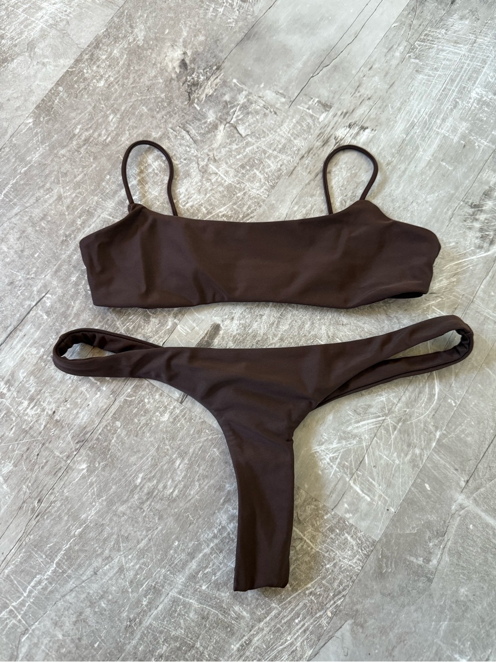 ARK Swimwear. Small. Chocolate Set. Top Minimal Crop. Bottoms Brazilians